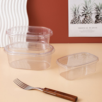 Vente en gros de gobelets ovales en plastique PET transparents de 500ml pour dessert tiramisu boîte d'emballage de qualité alimentaire avec couvercle