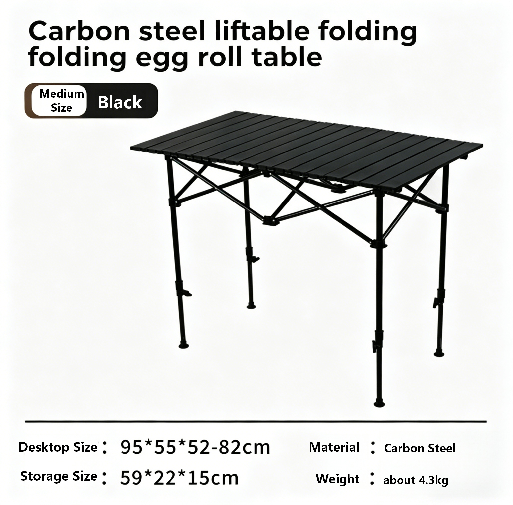 95 Black (Height Adjustable) Folding Table