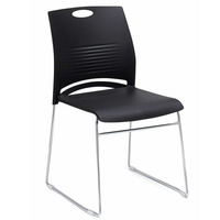 Chaise de salle à manger en acier massif avec coussin moelleux, empilable, design contemporain en forme d'arc, durable, légère, mobilier de restaurant