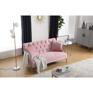 TOSEE Divano Letto a Due Posti Elegante e Moderno in Velluto Rosa con Struttura in Legno Design <span class=keywords><strong>Classico</strong></span> per <span class=keywords><strong>Soggiorno</strong></span> o Appartamento - Product Image 5
