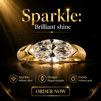 Cincin Berlian Buatan Laboratorium Bersertifikat IGI Dengan Emas 18K CVD 3 Karat D VVS Clarity Potongan Marquise untuk Lamaran Pertunangan Wanita