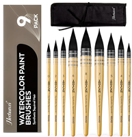 9 pièces vadrouille ronde pointe fine détail pinceau synthétique écureuil cheveux Art fournitures aquarelle ensemble pour peinture gouache huile