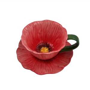 Tazza in Ceramica a Forma di Papavero Rosso, Elegante per Tè e Caffè, Vendita all'Ingrosso - Product Image 1