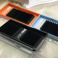LASHFINE Extension de cils noir de jais 20mm D Curl Mink Matte Cashmere Extension de cils de volume russe vente en gros
