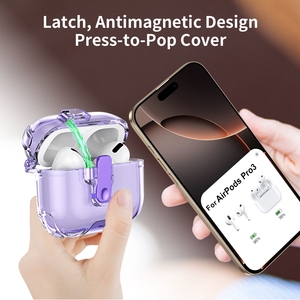 Étui transparent antichoc en TPU souple avec porte-clés et support de téléphone intégré pour <span class=keywords><strong>Airpods</strong></span> 5 4, compatible avec les <span class=keywords><strong>Airpods</strong></span> Pro 3 2 - Product Image 3