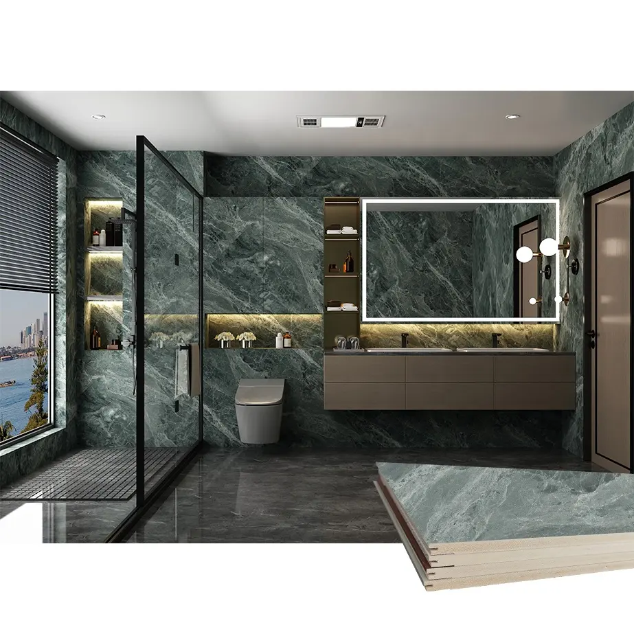 waterproof wooden grain marble color pvc wall panels interior decoration indoor wpc Bathroom shower toilet wall panel