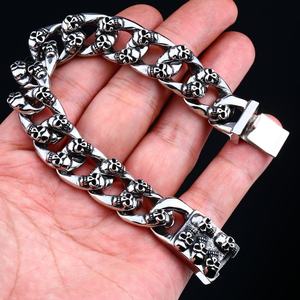 Edgy Punk Skull Cuban Link Bracelet <b>Men</b> Surgical Grade 316L Stainless Steel Hypoallergenic Heavy Chain Tactical Jewelry Gift - Product Image 3