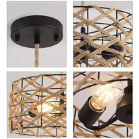 Luminaire suspendu en osier de style rétro américain, exclusivité transfrontalière, avec LED, pour salon et bureau