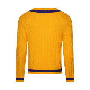 Insigne Logo personnalisé Style collégial décontracté chaud en gros tricot épais coton conception d'hiver col en V à manches longues hommes pull-over pull - Product Image 2