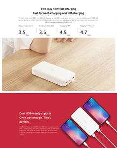 Banque d'alimentation <span class=keywords><strong>Redmi</strong></span> 18W à charge rapide <span class=keywords><strong>20000mAh</strong></span> Haute capacité Alliage d'aluminium Étanche Prise 5W 10W Sortie de puissance 3A Courant Logo - Product Image 3