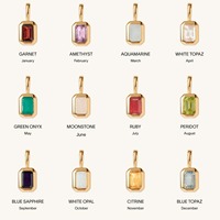 Coloré 12 pierres de naissance pendentif bricolage accessoires collier femmes 12 pierres de naissance carré zircone acier inoxydable bijoux fins cadeau