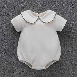 Combinaison bébé personnalisée à broderie sudiste, en coton peigné, manches courtes, col Peter Pan, barboteuse pour bébé fille - Product Image 5