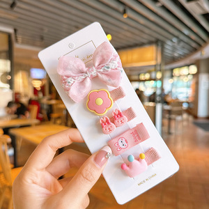 กิ๊บติดผมรูปโบว์การ์ตูนน่ารัก ลายดอกไม้และสัตว์  ชุดกิ๊บผ้าเนื้อนุ่ม ไม่ทำร้ายเส้นผมเด็กผู้หญิง สไตล์หวาน - Product Image 6