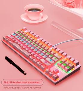 Clavier mécanique rose mignon pour fille, 87 touches, axe bleu, chocolat, pour le bureau, la saisie et les jeux - Product Image 2