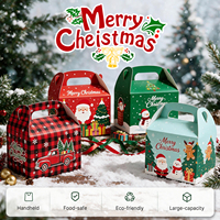 Boîte cadeau portable en kraft avec poignée, design de Noël, pour cupcakes et confiseries, personnalisée, unique, avec finition brillante ou mate