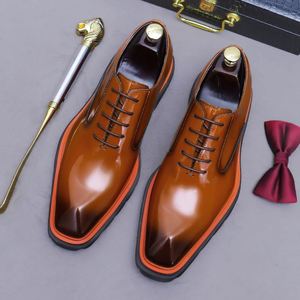 Custom Brand Men's <b>Work</b> Dress Shoes Thick-Soled Ankle Cow <b>Leather</b> Winter Square Toe Waterproof Light Weight - Product Image 1