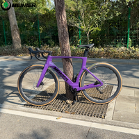 Cuadro de Bicicleta de Carretera 700c con Manillar de Carbono y Horquilla Delantera de Carbono, Cuadro de Bicicleta de Carretera para Neumáticos de Máximo 700*32C, T47 Bb, Cuadro de Carbono