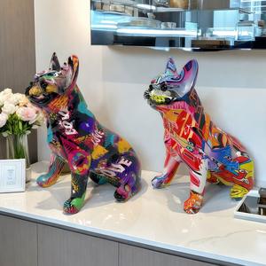 Figurines décoratives en résine époxy sculptée, style art populaire, représentant un chiot en position couchée, pour la maison, l'entrée de cour et les halls d'exposition - Product Image 3