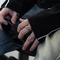 VAF Lame Ligne Forme Cold Open Ring Couple Ring Acier Inoxydable Messerkanten-Kaltoffnungsring-Paarring