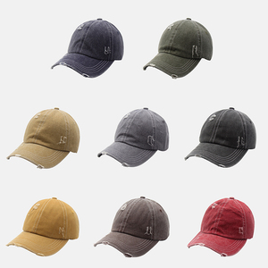 도매 저렴한 6 패널 사용자 정의 아빠 모자 사용자 정의 로고 씻어 고민 빈 야구 모자 로고 - Product Image 5