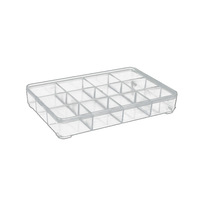 Grande boîte de rangement en plastique PS à 12 grilles boîte de présentation épaissie haute transparence conception classique pour bijoux couvercles de sacs de rangement d'outils