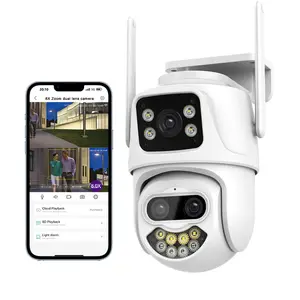 China manufacturer Two-way Audio Icsee 8X zoom 4K Gan And Ball Dual screen Security Monitoring CCTV Camera de seguridad exterior