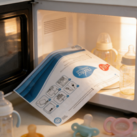 Sacs de stérilisation portables pour biberons - Sacs de stérilisation à vapeur pour micro-ondes pour tétines, sucettes et accessoires d'alimentation