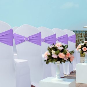 <strong>Elastic</strong> Spandex Chair <strong>Bows</strong> with Buckles - Stretchable for Banquet Party <strong>Weddings</strong> - Product Image 5