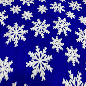 Tissu en polaire sherpa tricoté cationique 100% polyester jacquard 3D flocon de neige personnalisé à une face pour décorations de Noël - Product Image 5