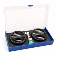 Ensemble de désodorisants pour voiture avec flacon suspendu pour huiles essentielles et deux diffuseurs de charbon actif en boîte pour éliminer les odeurs