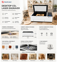 Machine de découpe et de gravure laser CO2 de bureau Good-Laser 55W pour acrylique, bois, métal, artisanat - Modèle 530C haute précision refroidi par eau
