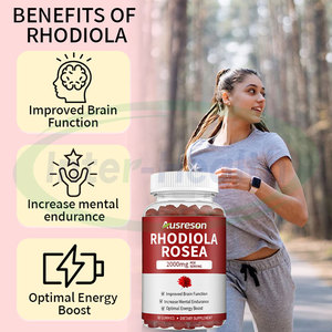 Gomitas de Extracto de <span class=keywords><strong>Rhodiola</strong></span> <span class=keywords><strong>Rosea</strong></span> Ausreson OEM 500mg, Suplemento Energético para la Concentración y el Estado de Ánimo - Product Image 2