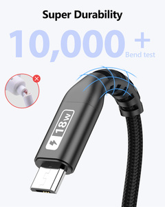 SUNGUY Small MOQ 1m chargeur de téléphone <b>USB</b> Nylon Braided 5m <b>USB</b> Data Cable 18W Fast Charging Cable for Phone Laptop - Product Image 3