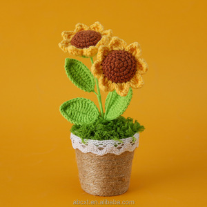 Main Tricoté Artificiel En <span class=keywords><strong>Pot</strong></span> Tournesol Fraise Lapin Mignon Crochet <span class=keywords><strong>Pot</strong></span> Plante pour La Maison Fête Des Mères Pâques Halloween - Product Image 4