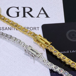 Bracelet Tennis Premium B2B en Moissanite VVS à Rangée Unique, Plaqué Or 18K, Argent S925, Chaîne Inline Iced Out, Style Hip Hop pour Hommes - Product Image 4
