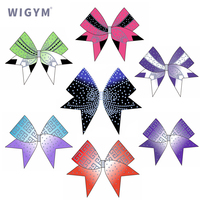 Vente en gros Personnalisé AB Strass Paillettes Noeud Papillon Populaire Cheerleading Cheveux Accessoires avec Cheerleading Bows