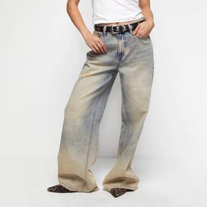 <span class=keywords><strong>Jeans</strong></span> <span class=keywords><strong>Oversize</strong></span> Trendy da <span class=keywords><strong>Donna</strong></span> a Vita Bassa con Lavaggio Effetto Sporco, Pantaloni Ultra Larghi in Denim, Stile Y2K Grunge Streetwear - Product Image 3