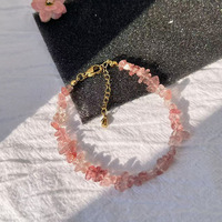 Ensemble collier et bracelet vintage en éclats de cristal naturel irréguliers, quartz rose, aigue-marine, citrine, bijoux en pierres précieuses de guérison, or 18 carats