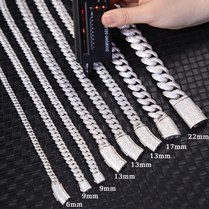 Wholesale <b>Necklace</b> and Bracelet 6mm Wide D Color VVS Moissanite <b>Gold</b> Plated S925 Sterling Silver Cuban Link Chain for <b>Mens</b> - Product Image 5