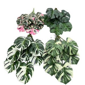 Hot Sale Large Evergreen Plastic Artificial Plant 7 Real Touch Alocasia Monstera Leaves Home <b>Christmas</b> Thanksgiving <b>Decorations</b> - Product Image 4