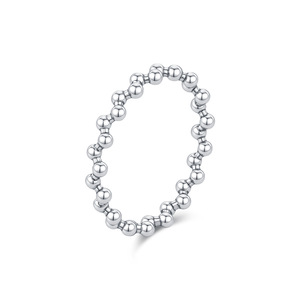925 <b>Silver</b> Ball <b>Eternity</b> Band <b>Ring</b> Minimalist Unisex Everyday Wear Adjustable Polished Bead Chain <b>Ring</b> - Product Image 1