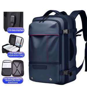 Expandable Business Laptop Travel <b>Backpack</b> Zipper Closure Waterproof Anti-Theft USB Charging Nylon Physiological Curve Back - Product Image 2