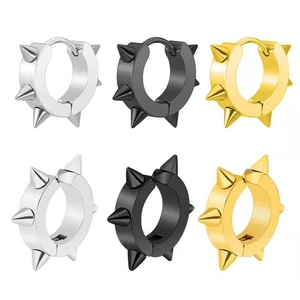 Vendita calda moda uomo donna 304 in acciaio inox orecchini a Clip a forma di cono geometrico con fibbia orecchio foro orecchio personalizzato - Product Image 6