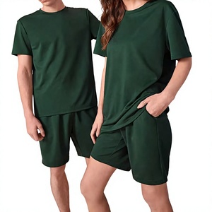 Hot Selling New Arrival Men's and Women's T-Shirt & Shorts <b>Set</b> Summer 100% Cotton Simple Solid Color Unisex T-Shirt Shorts <b>sets</b> - Product Image 1