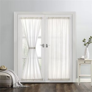 Rideaux de <span class=keywords><strong>porte</strong></span> XinLan en polyester beige semi-transparents avec attache, filtrant la lumière, <span class=keywords><strong>pour</strong></span> portes vitrées modernes - Product Image 1