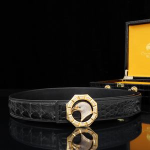 Cinturón de Cuero de Cocodrilo Genuino para Hombre, Correa de Cintura de Piel de Cocodrilo de Diseño de Lujo con Hebilla Dorada, Cinturón Ejecutivo Resistente - Product Image 2