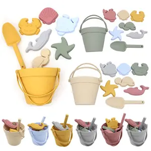 Verão Must-hter Praia Brinquedos Waterproof Silicon Game Kids Colapsible Segurança Folding Sand Buckets Beach Toy Set