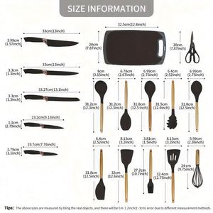 <b>Kitchen</b> <b>Gadget</b> <b>Kitchen</b> Utensils Set Food Grade Silicone With Wooden Handle and Cuttings Board Storage Bucket - Product Image 6