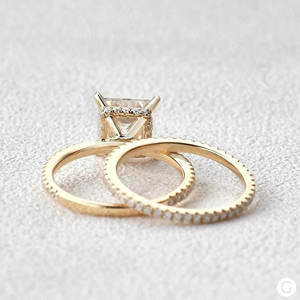 طقم خاتم خطوبة من ماي يي بتصميم الأميرة مع حجر سوليتير، مجوهرات ذهبية عيار 18 قيراط، خاتم زفاف بحجر موسانيت 2 قيراط للعروس - Product Image 2