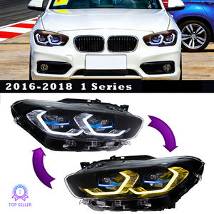 Conjunto de Faros Delanteros LED Láser para <span class=keywords><strong>BMW</strong></span> Serie 1 F20 2015-2018, Estilo M4, Hexagonales, DRL Dorados, Doble Color - Product Image 1